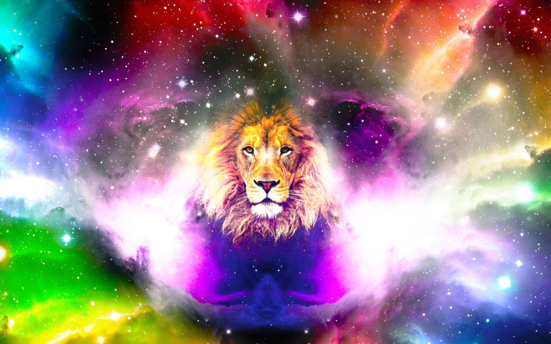 Lion-Head-In-Space-Wallpaper